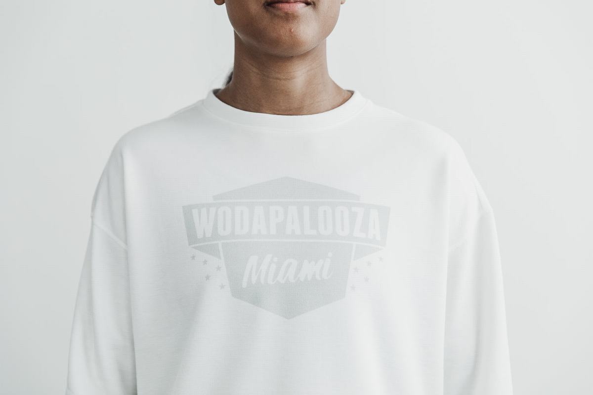 Nobull Wodapalooza Crew Women's Sweatshirts White | Australia (JK3451)